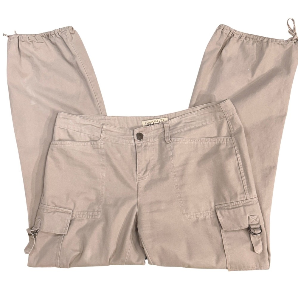 Vintage Y2K Mokachino Cargo Pants Parachute Jogger Drawstring Hem Womens M L